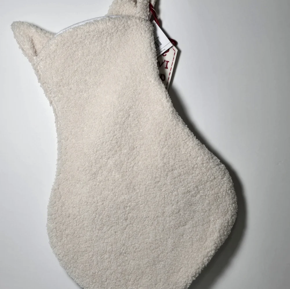 Cream cat stocking santa I've been a good cat nwt - Picture 2 of 2